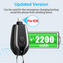 Giauco Keychain Portable Charger 2200mAh Mini Power Emergency PodExternal Fast Charging Power Bank Battery PackCell Phone Charger for 14131211PlusProMaxXSXRX8766s54White