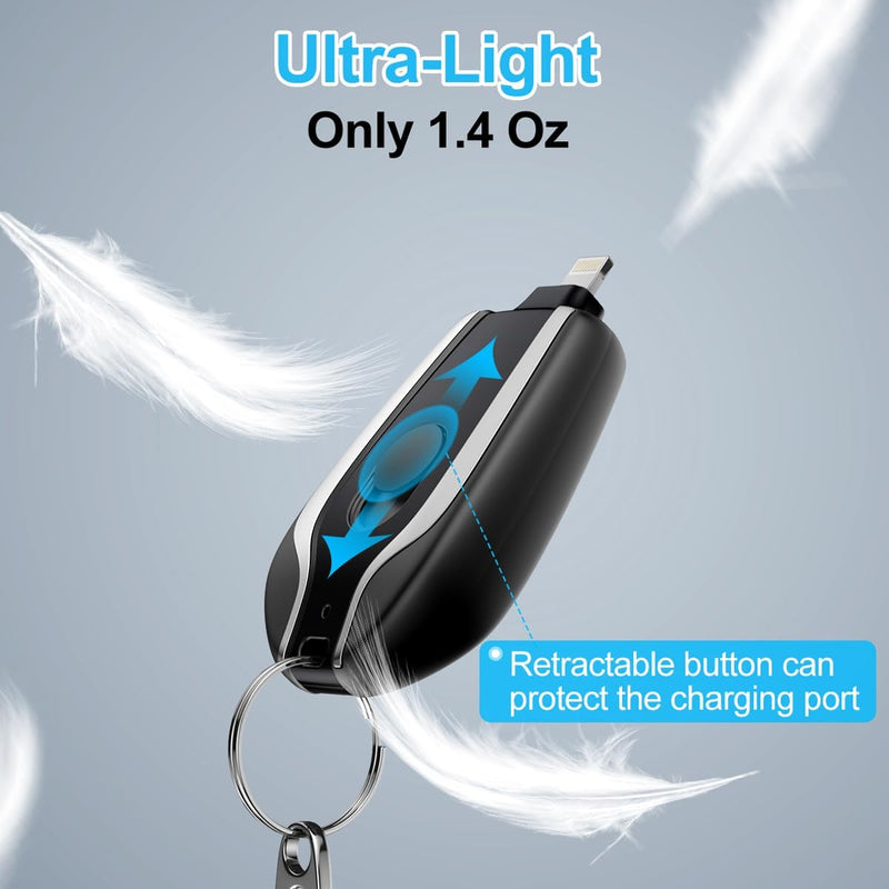 Giauco Keychain Portable Charger 2200mAh Mini Power Emergency PodExternal Fast Charging Power Bank Battery PackCell Phone Charger for 14131211PlusProMaxXSXRX8766s54White