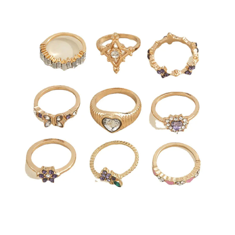 Purple Diamond Geometric Grape Flower Ring