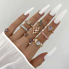 Purple Diamond Geometric Grape Flower Ring